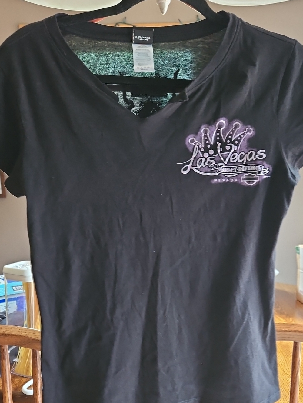 Harley-Davidson Black Tee with Metalic Purple Las Vegas Crown Graphic